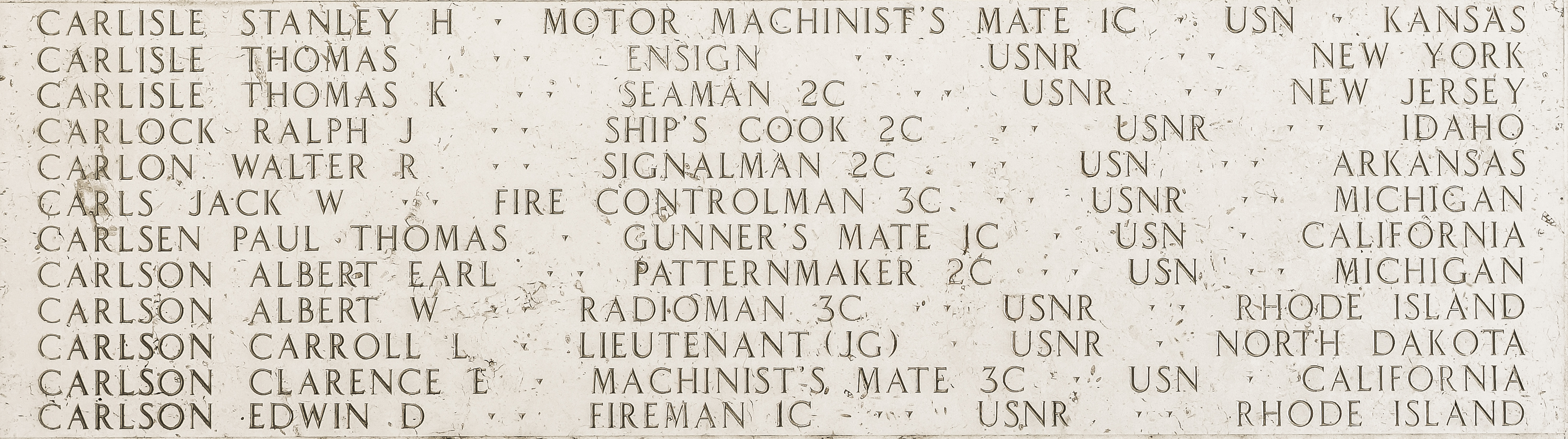 Walter R. Carlon, Signalman Second Class